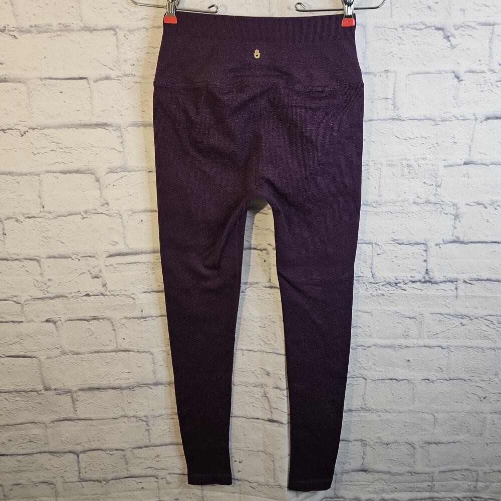Spiritual Gangster Leggings Womens M/L High Waisted Purple Glitter Stretch - Picture 3 of 5